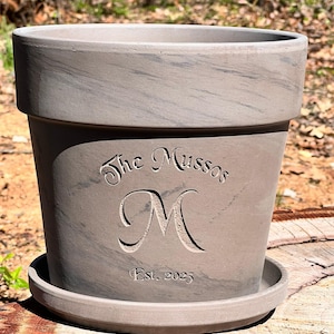 Engraved Custom Carved Terra Cotta Flower Pot | Etched Last Name | Tree Planting Ceremony | New Home House Gift | Wedding Gift |Housewarming