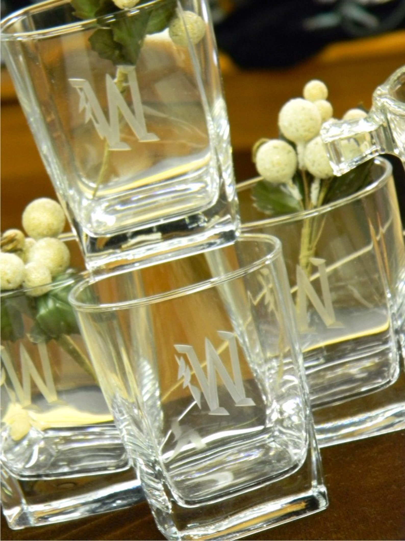 Sterling Square On the Rocks Bar Glasses Engraved with Custom Etsy