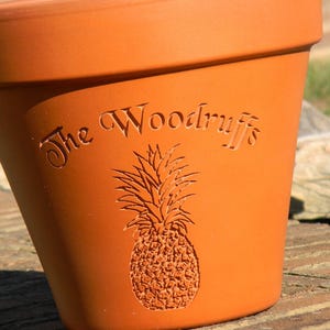Engraved Custom Carved Terra Cotta Flower Pot | Pineapple | Gift for New Home | Gift for Hostess | Garden Home | Custom Planter | Clay Pot