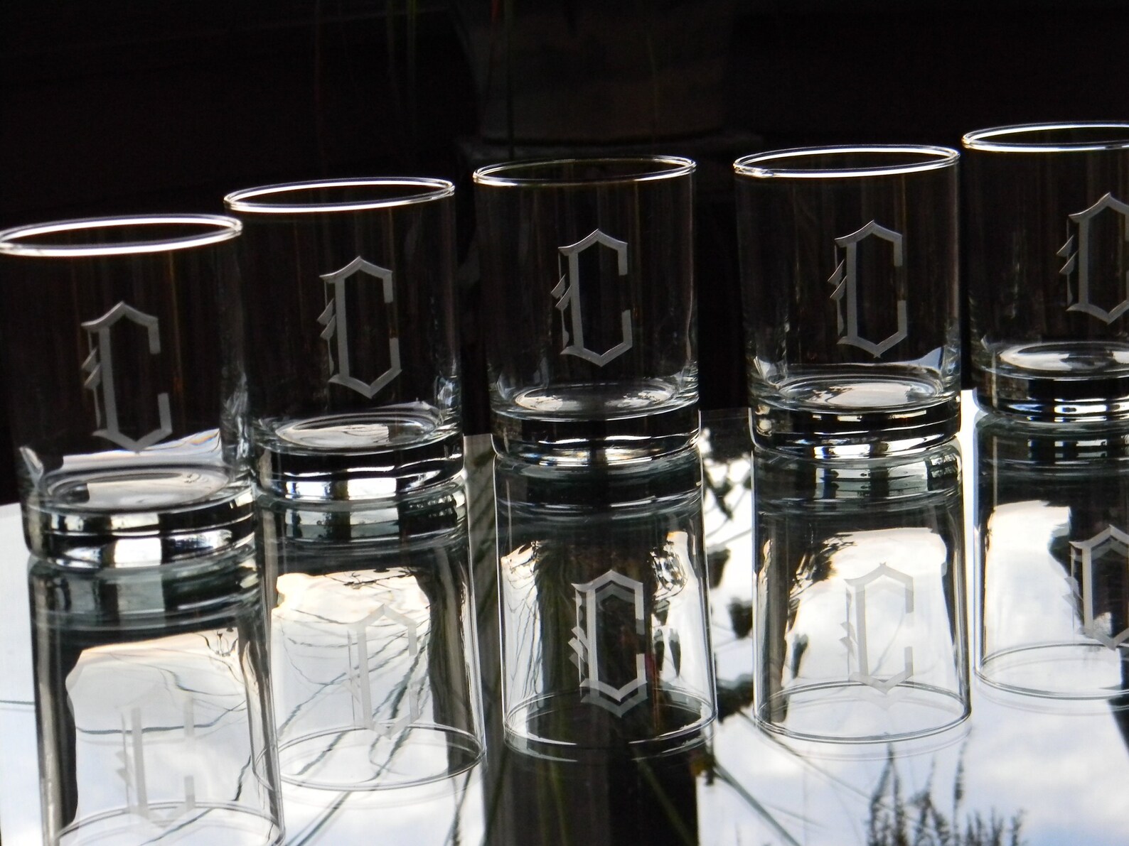 Set of 6 Personalized Rocks Glasses Engraved with Monogram | Etsy