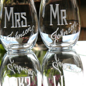 21oz MR & MRS Stemless Wine Glasses image 6