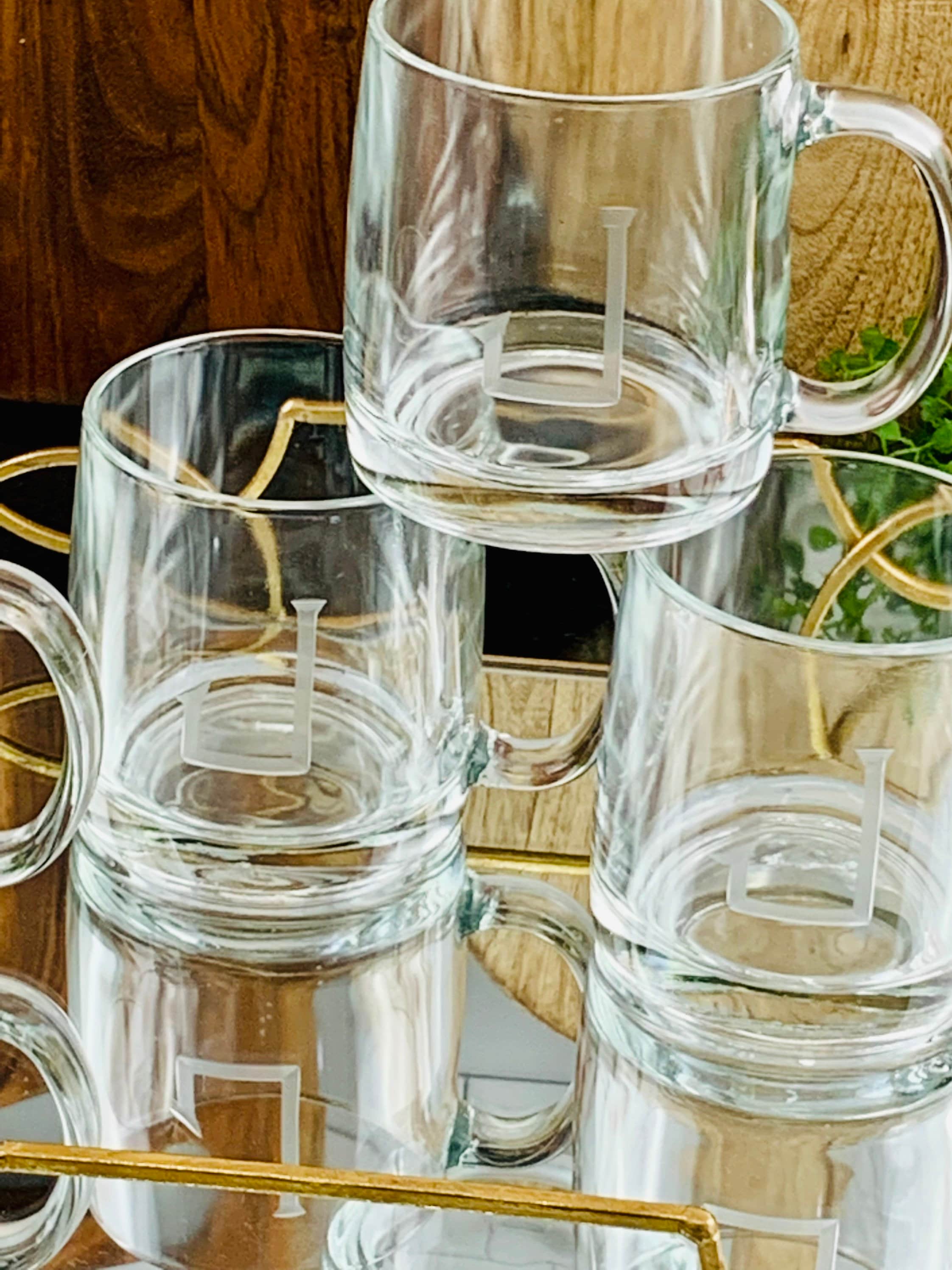 Single Letter Monogrammed Glass Coffee Mug (13 oz.) — Cartledge Crafts