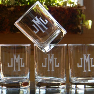 Personalized Rocks Glasses Engraved with Monogram | Groomsman Gift | Home Bar | Wedding Gift | Personalized + Hand Engraved | Choose Set