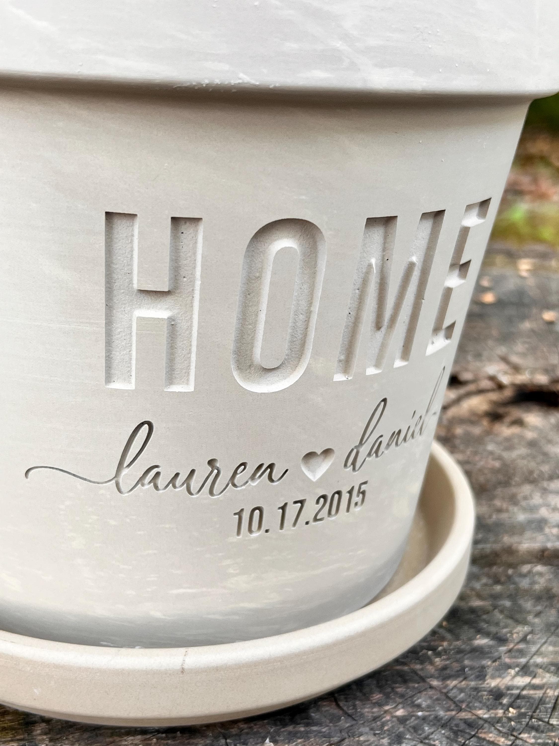 Custom Logo Mountain Home Deep Etched Custom Clay Flower Pot Engraved ...