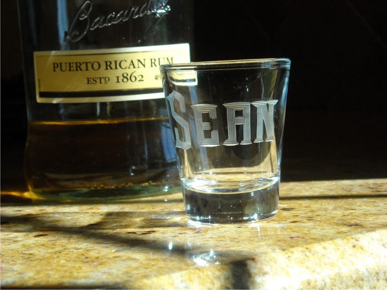 Set of 4 Hand Engraved Shot glasses with name or initials image 3