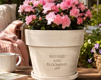 Personalized Engraved Flower Pot | Custom Message Planter | Deep Carved | Memorial Anniversary Gift |  White Granite Clay or Terracotta
