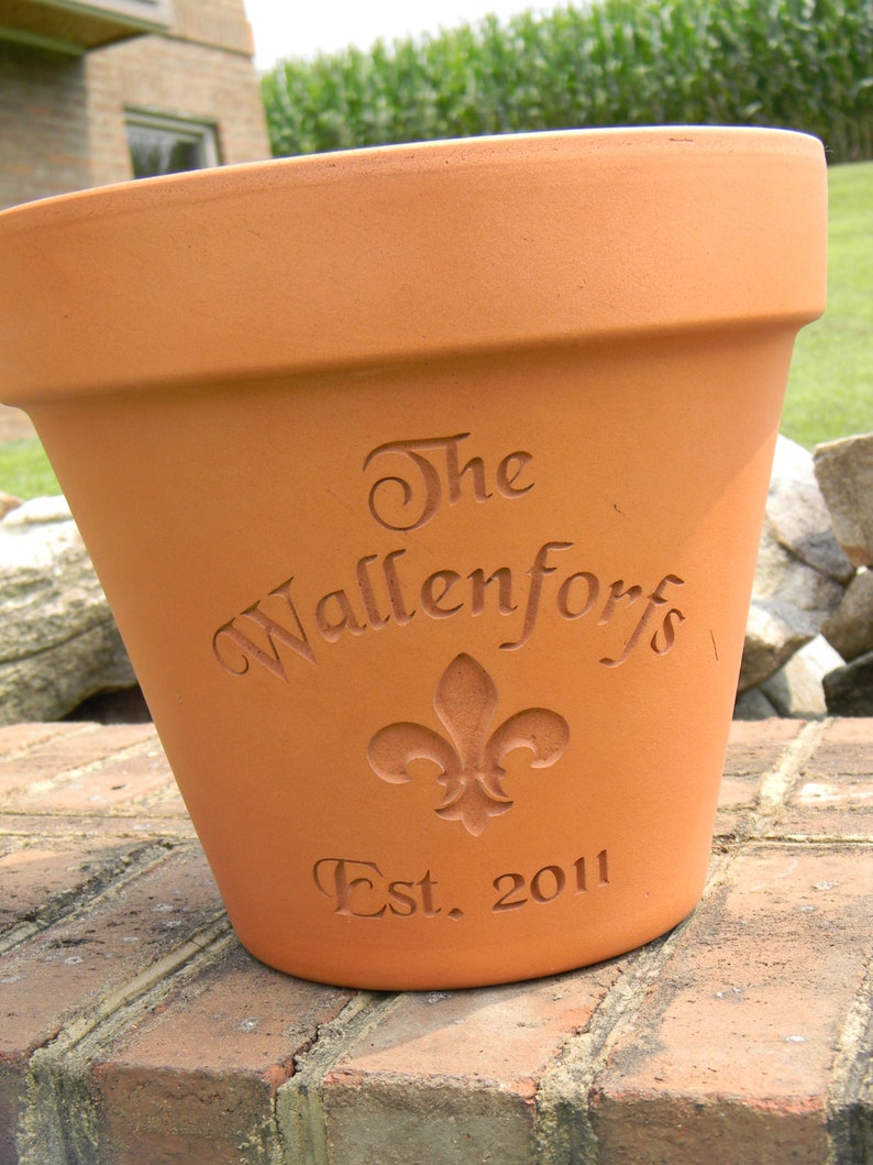 Engraved Custom Carved Terra Cotta Flower Pot Etsy