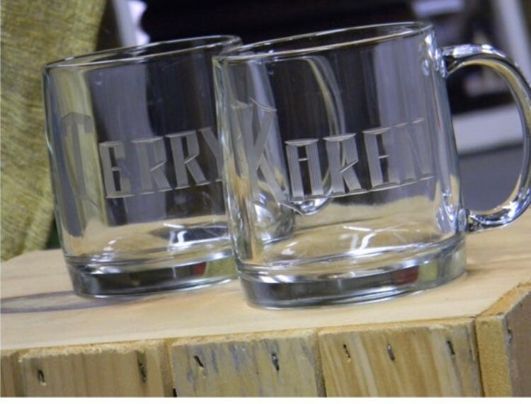 Single Letter Monogrammed Glass Coffee Mug (13 oz.) — Cartledge Crafts