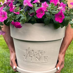 Engraved Clay Flower Pot: Custom Logo Planter, Indoor Outdoor