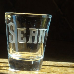 Set of 4 Hand Engraved Shot glasses with name or initials image 1