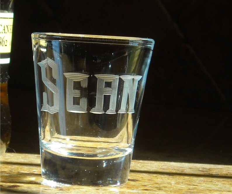 Set of 4 Hand Engraved Shot glasses with name or initials image 1