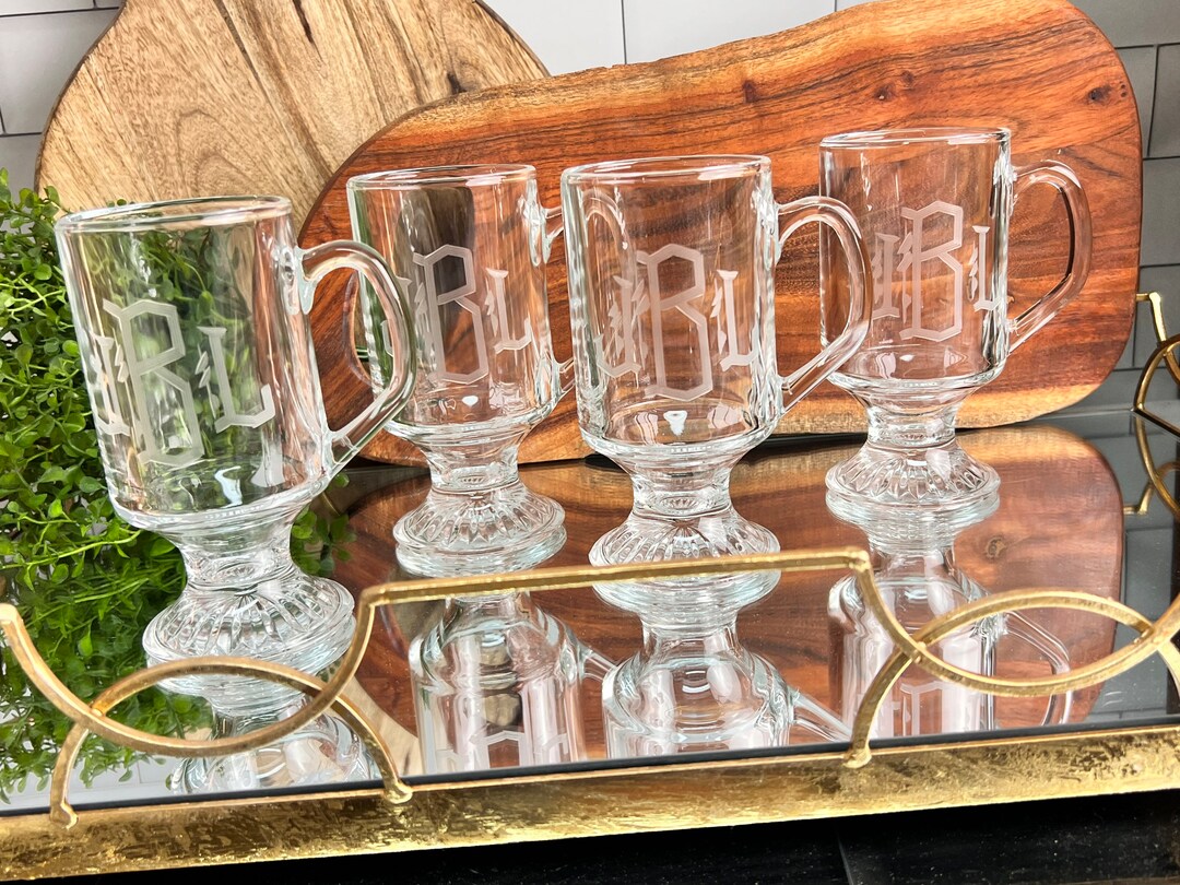 Personalized Irish Coffee Mug Set Couples Gift Gift for Coffee Lover Mug With Stem 10 Oz Glass