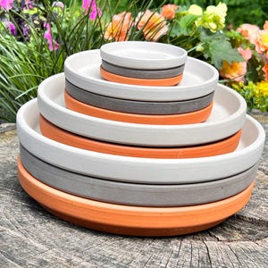 Replacement Flowerpot Saucer- Choose Size & Color- Terracotta, Granite White, Dark Basalt - Indoor Outdoor Drainage Plate