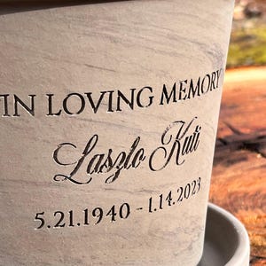 Engraved Memorial Flower Pot | Custom Carved Terra Cotta Flower Pot | In Loving Memory Gift |  White Granite Marble Clay or Terracotta