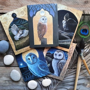 The Owl's Dream Card Pack of 5 Greetings Cards by Hannah Willow featuring Owls in the English Countryside