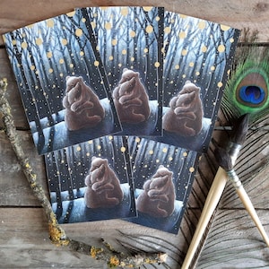 De Winter Hygge-kerstkaart Set van 5 A6-kaarten van Hannah Willow, met Bears in the Woods