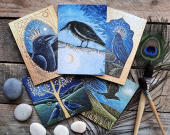 Crow Greetings Cards: Hannah Willow Art, English Countryside, Set of 5