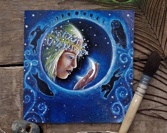 Light of the moon Greetings Card by Hannah Willow