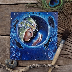 Tarjeta de felicitación con la luz de la luna de Hannah Willow