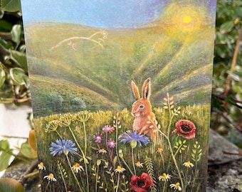 Bunnies in a Gold Egg, Vintage Victorian Easter Square