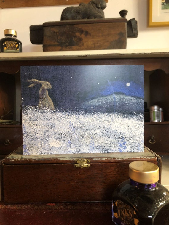 Coldest Night greetings card by Hannah Willow Hare in the Snow
