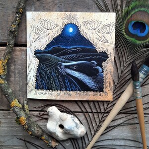 Wenskaart The Guardian of the Ancient Lands door Hannah Willow Badger guarding his Fields