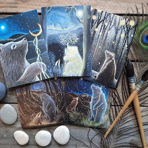 Lot de 5 cartes de voeux The Bear's Dream Card par Hannah Willow représentant des ours dans la campagne anglaise