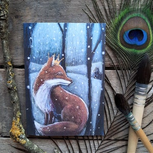 Carte de voeux Reynard par Hannah Willow avec un renard couronné