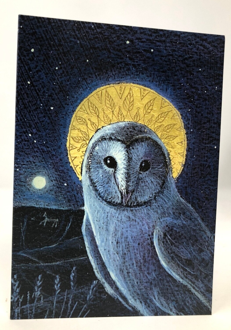 The Owl/'s Dream Card Pack of 5 Greetings Cards by Hannah Willow featuring Owls in the English Countryside