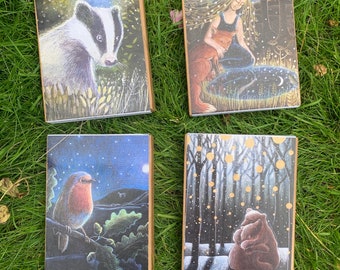 Card pack of 8 cards featuring animals from the British landscape. special packs for Spring, Summer, Autumn or Winter. Greetings card packs