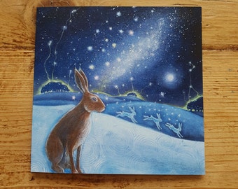 This Winters Night Greetings Card by Hannah Willow. Christmas card, card for her.