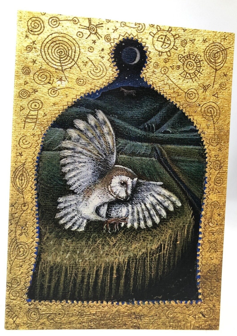 The Owl/'s Dream Card Pack of 5 Greetings Cards by Hannah Willow featuring Owls in the English Countryside