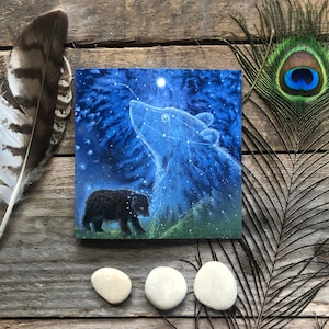 The Bear in the Stars Greetings Card, birthday card, card for her, art card by Hannah Willow