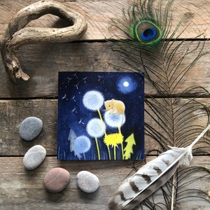 Dandelion Wishes Grußkarte von Hannah Willow mit der wilden Maus auf der Pusteblume