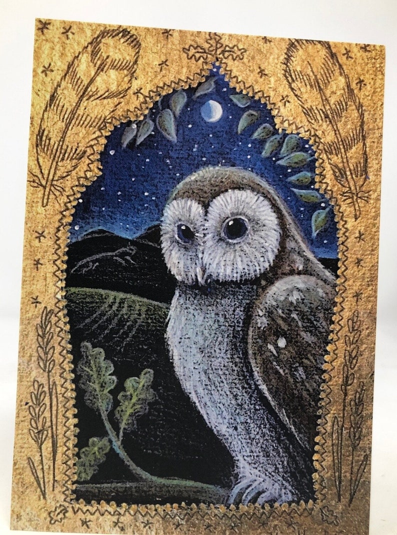 The Owl/'s Dream Card Pack of 5 Greetings Cards by Hannah Willow featuring Owls in the English Countryside