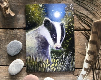 Hannah Willow Badger Birthday Card: Woodland Glade Greetings