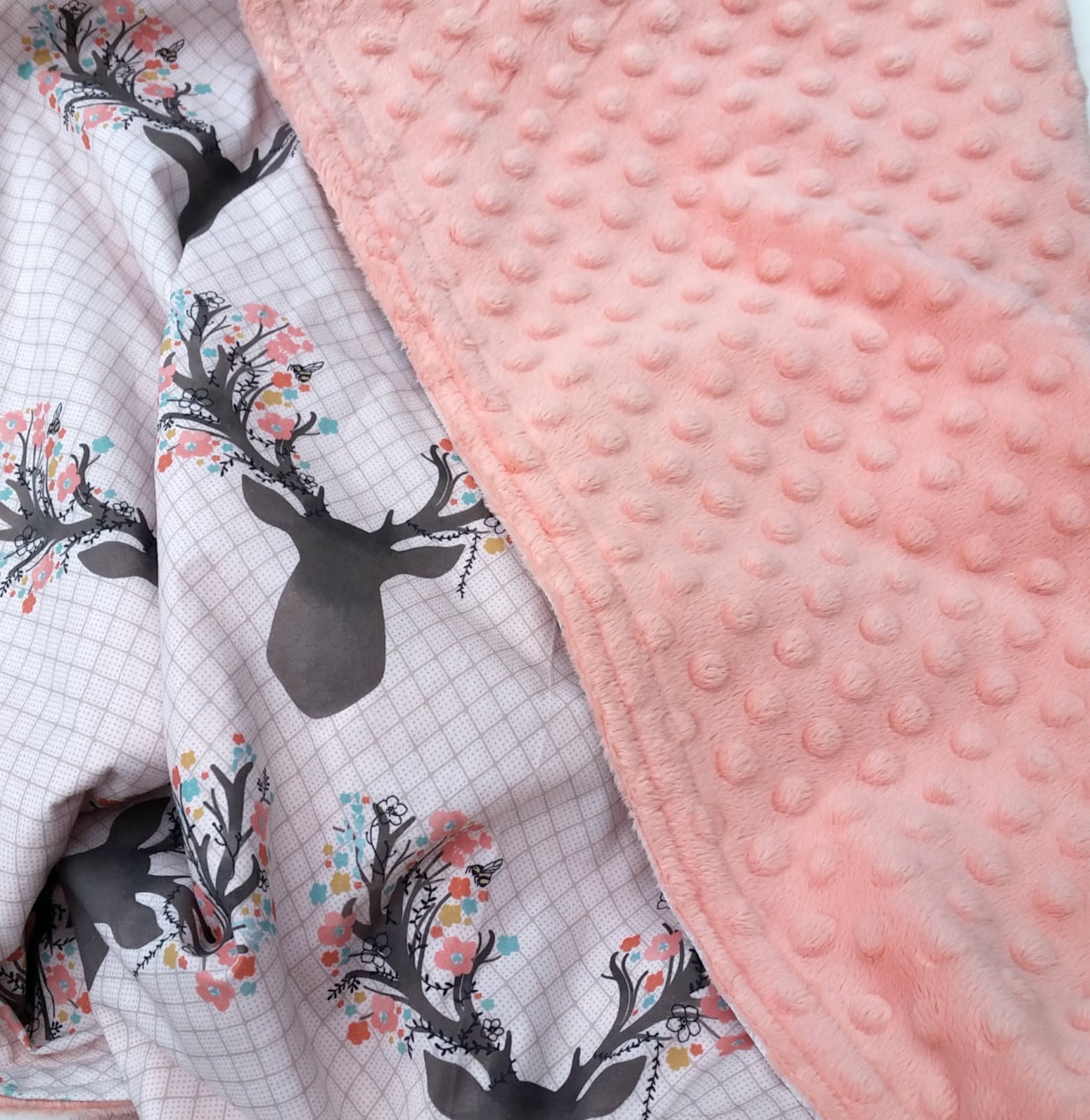 Pink Floral Antler Baby Blanket for Girls Deer Baby Bedding Etsy