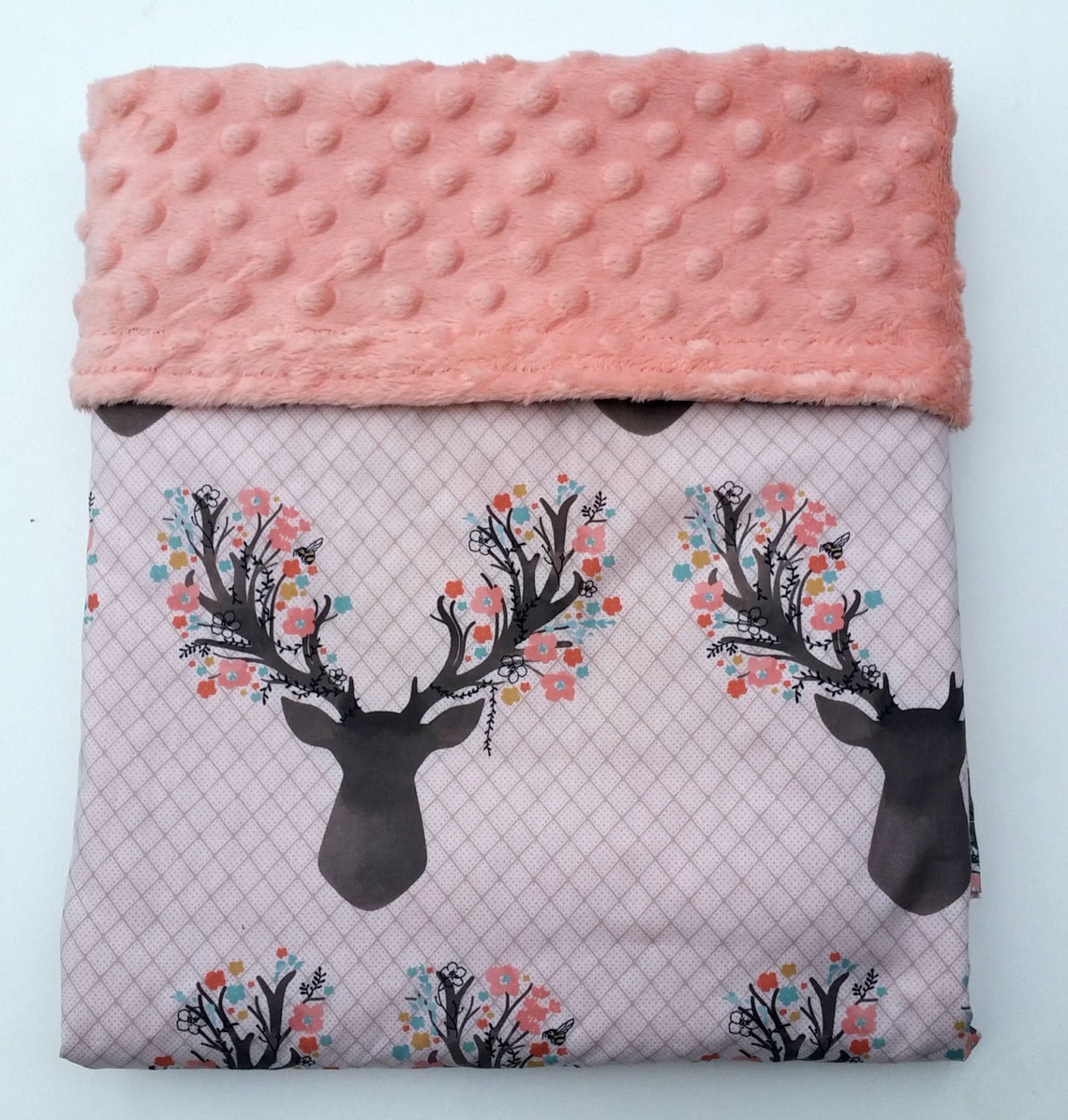 Pink Floral Antler Baby Blanket for Girls Deer Baby Bedding Etsy