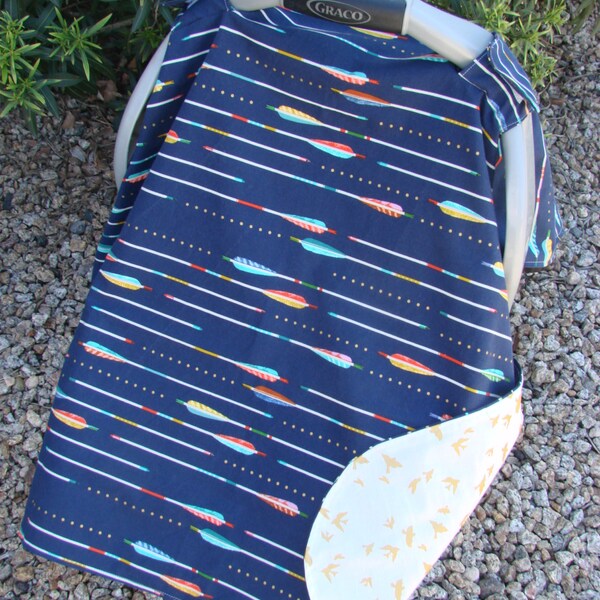 Baby Car Seat Canopy - Baby Car Seat Cover - Navy Car Seat Canopy - Tribal Car Seat Canopy - Arrow Car Seat Canopy - Baby Shower Gift