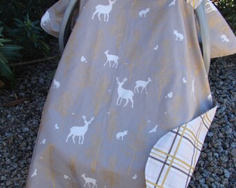 Boys Woodland Car Seat Canopy with deer