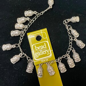 SIXTEEN (16) Silver-plated Highly Detailed 3-D BUDDHA CHARMS 14x7mm