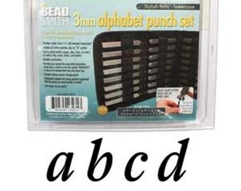 27 Piece Metal Punch Set (Alphabet & Numbers) Italic Lowercase 3mm with Canvas Case