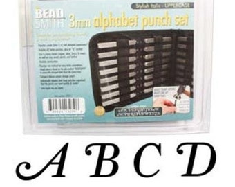 27 Piece Metal Punch Set (Alphabet & Numbers) Stylish Italic Uppercase 3mm with Canvas Case