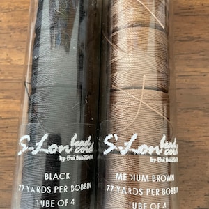 4 Spools S-Lon Superlon TEX 70 - Thin .5mm Brown or Black - 308 Yards