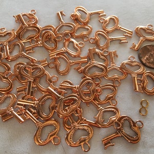 THIRTY-SIX (36) Copper Heart Skeleton Key Charms - perfect for Steampunk & Charm