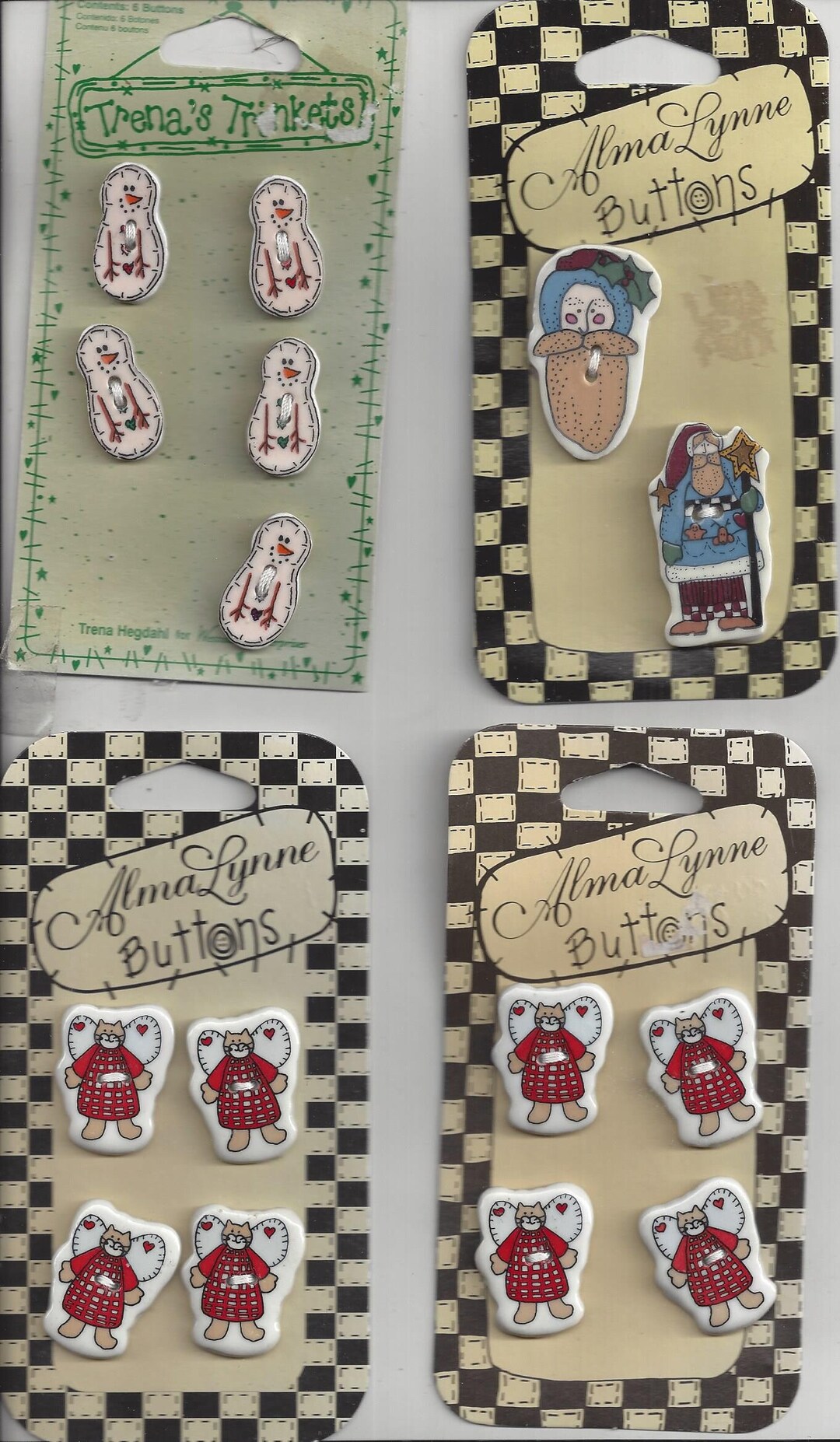 FOUR 4 Cards of Vintage Ceramic Christmas Buttons Alma Etsy