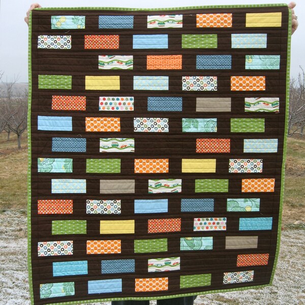 PDF PATTERN, Off-Sides Rectangle Tile Baby Crib Quilt