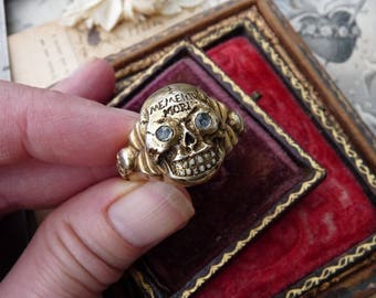 Antique Art Deco Skull Ring, A Talisman for the Alchemist, offered by RusticGypsyCreations
