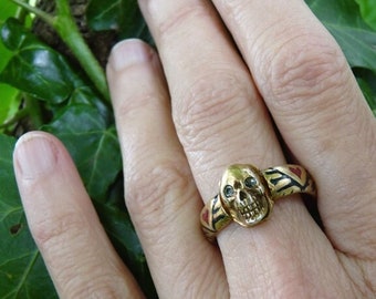 Vintage Skull Ring, Diamond Eyed Skull Ring, Talisman for the Alchemist, offered by RusticGypsyCreations