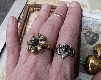 Rare Antique Medieval Monastic Skull Ring, Faith, Hope, Charity & Skull Ring, A Talisman for the Alchemist, offered by RusticGypsyCreations